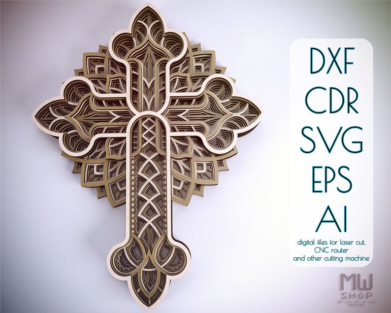 Download Cr02 Layered Cross DXF Cross Cricut Cross Svg Laser Cut | Etsy