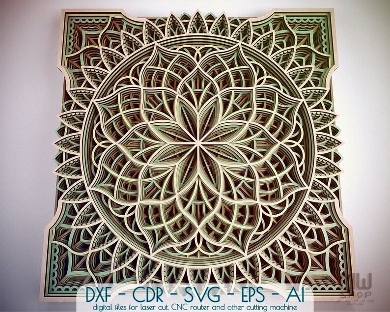 Download M34 Multilayer Mandala Dxf Laser Cut Dxf Mandala Wall Art Etsy