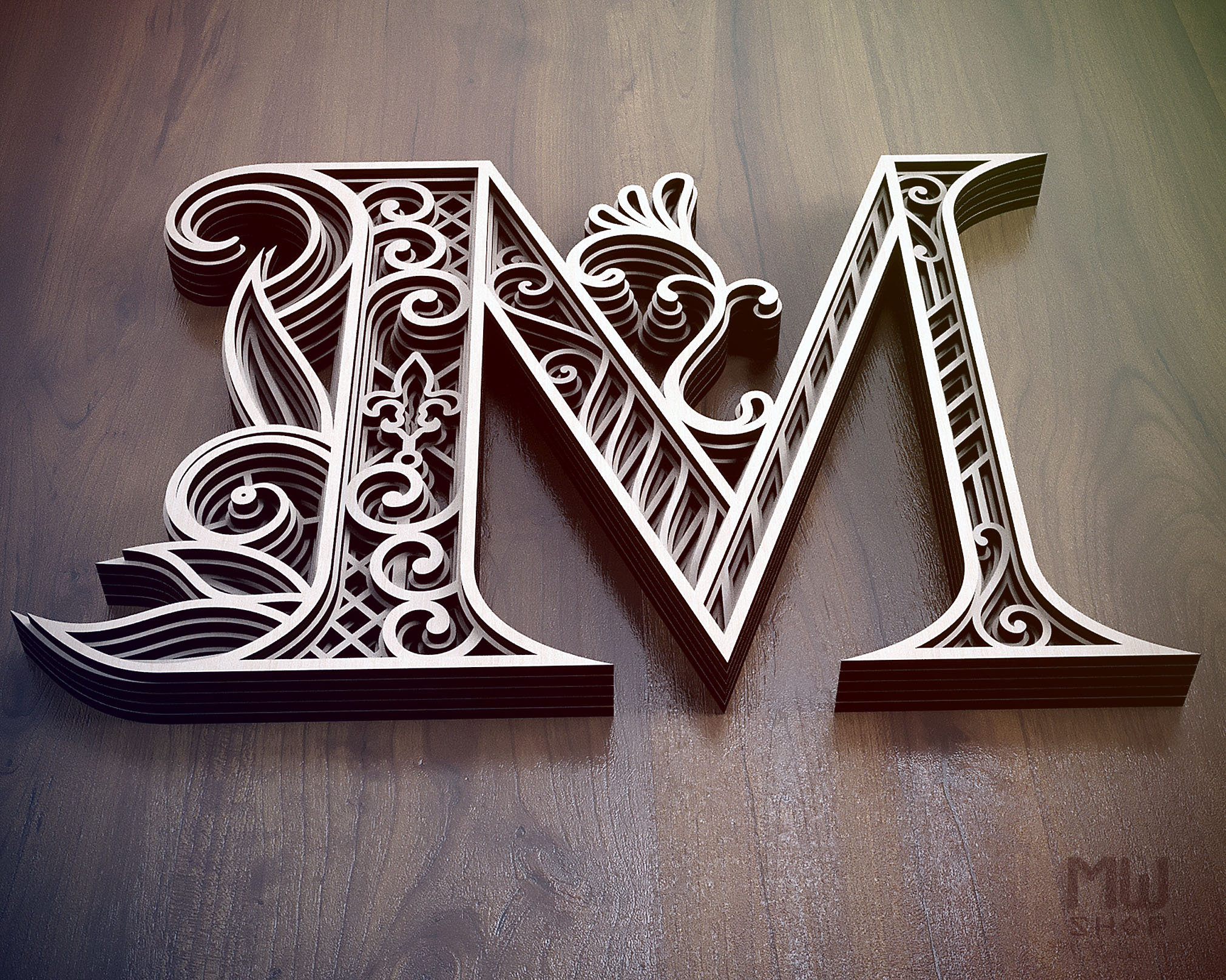 Layered Letter M DXF Alphabet Buchstabe M Wand Kunst Etsy