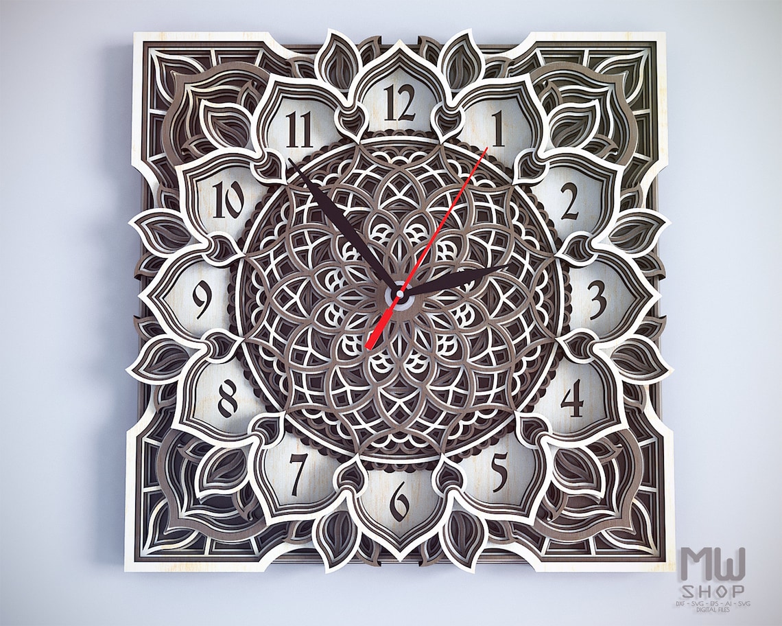 C04 Wall Clock DXF file for Laser Cut and CNC router Laser Etsy