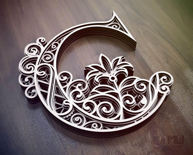 Download Layered Letter C DXF Alphabet Letter C Wall Art Multilayer ...