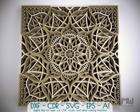 Download M118 Multilayer Mandala Dxf Laser Cut Dxf Mandala Wall Art Etsy