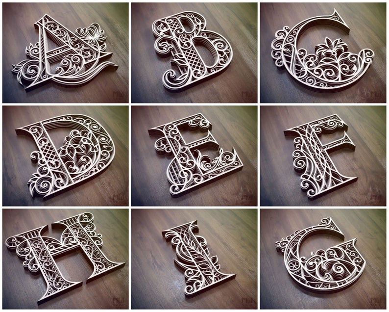 Download A-Z Alphabet Letters Layered Letters SVG Laser Cut | Etsy
