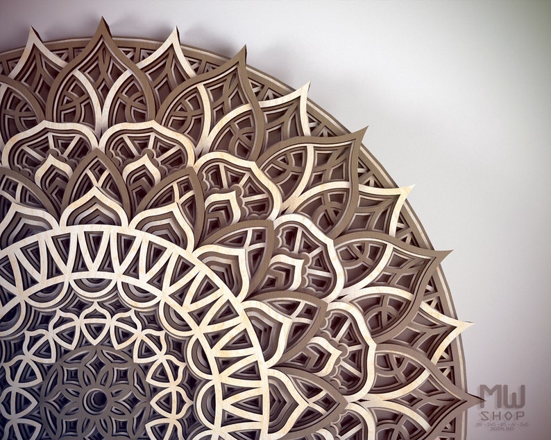 Download Laser Cut Mandala Dxf Pattern Multilayer Mandala Svg File Mandala Laser Cut Template Mandala Dxf File SVG, PNG, EPS, DXF File