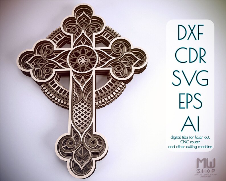 Download Cr01 Layered Cross DXF Cross Cricut Cross Svg Laser Cut | Etsy