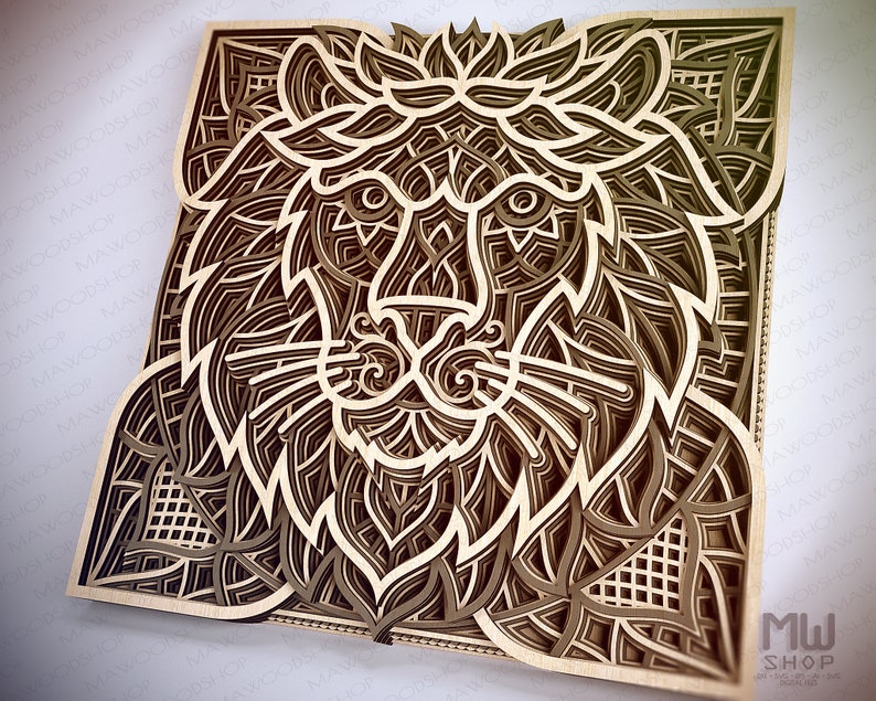 Download A02 Lion Mandala DXF for Laser Cut Layered Lion Laser Cut ...