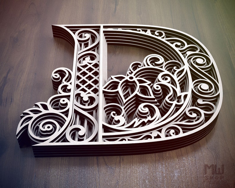 Layered Letter D DXF Alphabet Letter D Wall Art Multilayer ...