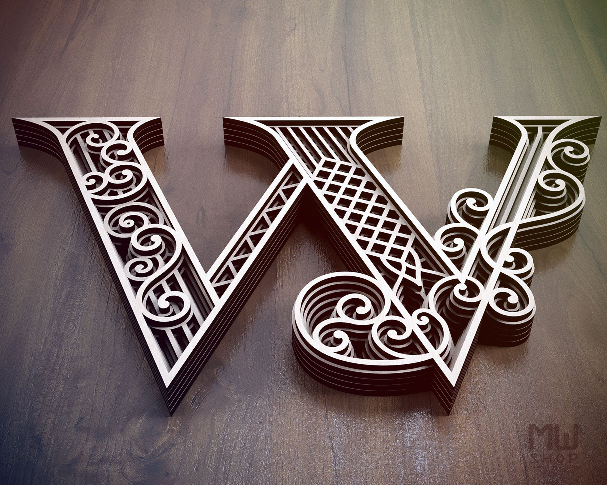 Layered Letter W DXF Alphabet Letter W Wall Art Multilayer Etsy