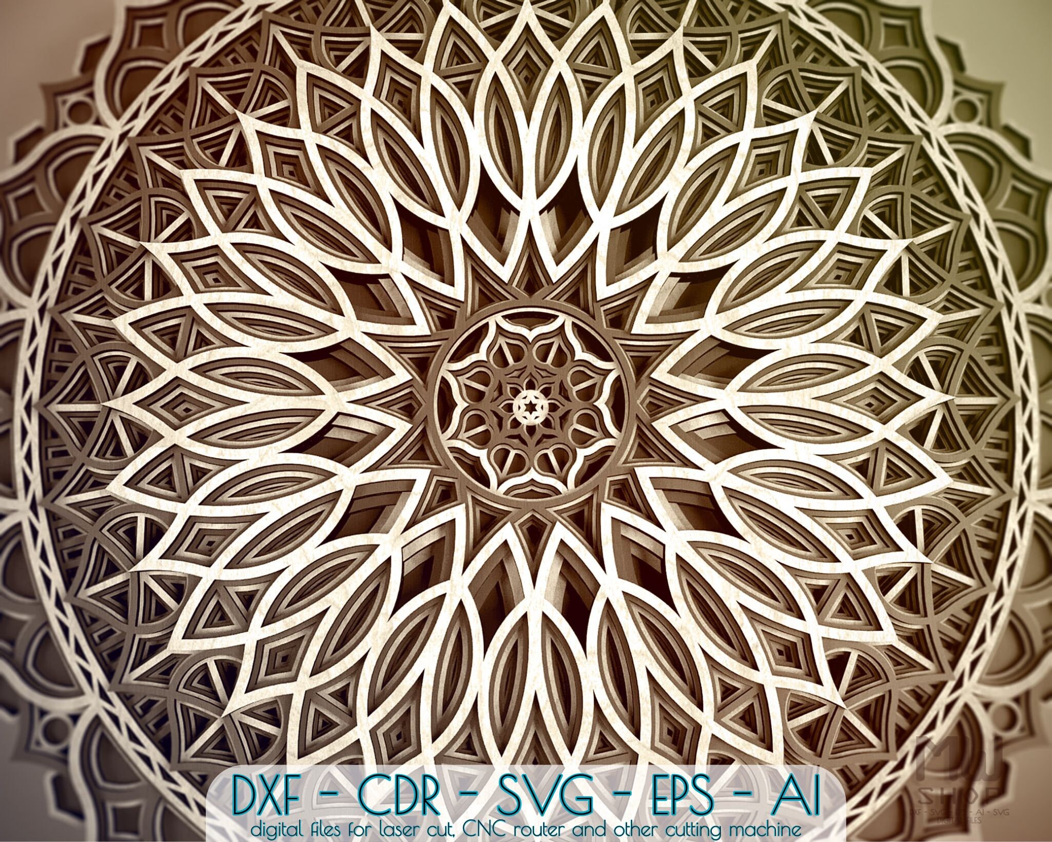 Download M16 Multilayer Mandala Dxf File Laser Cut Dxf Mandala Wall Etsy
