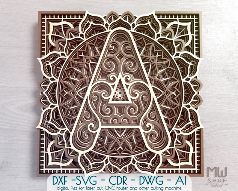 Download Mandala carta A DXF Alphabet Letra A Mandala Carta SVG | Etsy