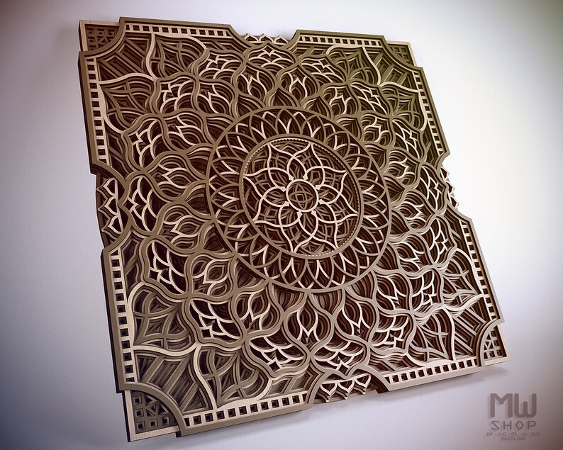 Wall Art Multilayer Mandala Svg file Mandala Laser Cut template Mandala for CNC router Laser Cut DXF Mandala Multilayer Mandala DXF file