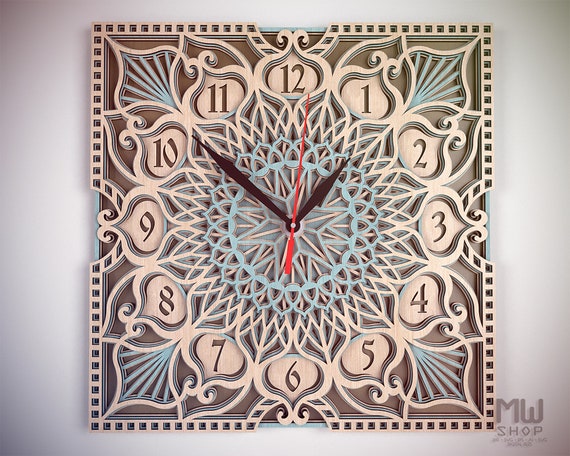 Download C32 Laser Cut Wall Clock Dxf Mandala Clock Dxf File For Etsy