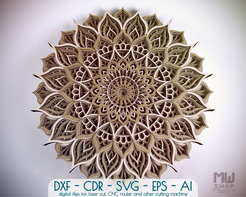 Download Multilayer Mandala Dxf File Laser Cut Dxf Mandala Wall Art Multilayer Mandala Svg File Mandala Laser Cut Template Mandala For Cnc Router Sculpting Forming Craft Supplies Tools