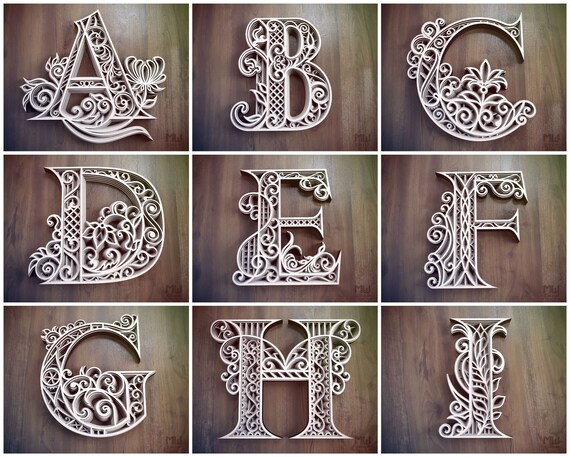 Download A Z Alphabet Letters Layered Letters Svg Laser Cut Etsy