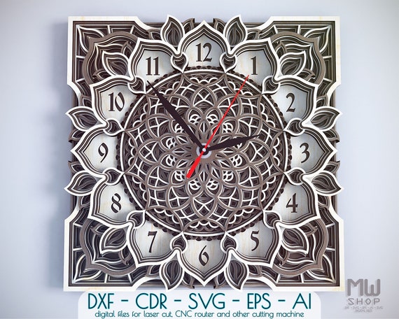 Download C04 Wall Clock Dxf File For Laser Cut And Cnc Router Laser Etsy