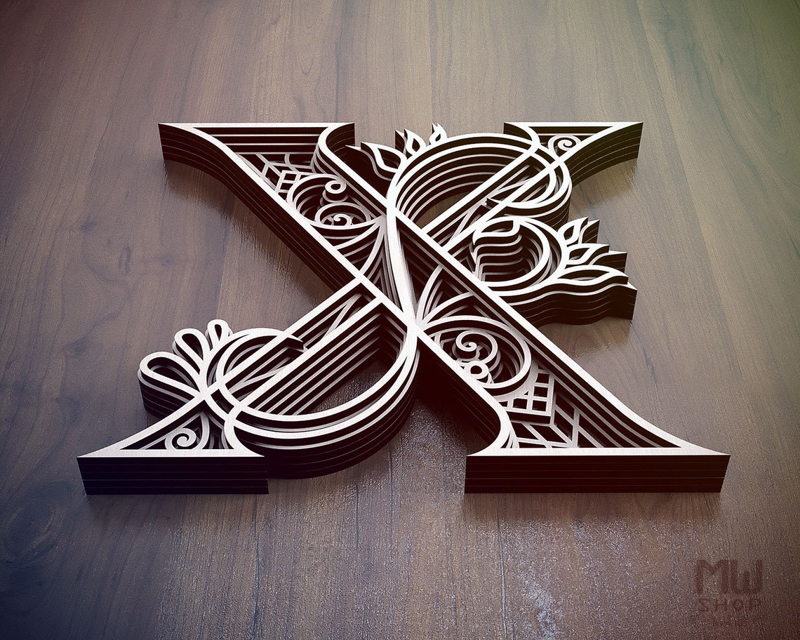 Layered Letter X DXF Alphabet Letter X Wall Art Multilayer | Etsy