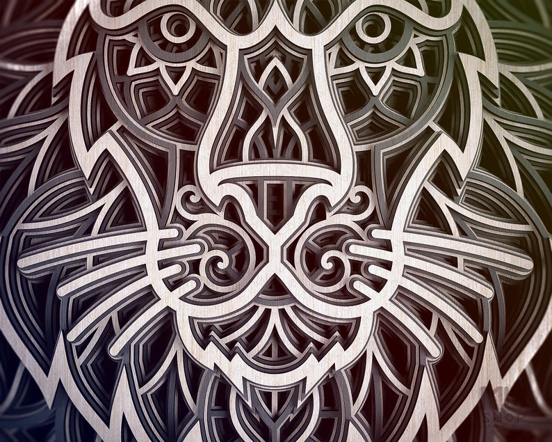 Download A02 Lion Mandala DXF for Laser Cut Layered Lion Laser Cut ...