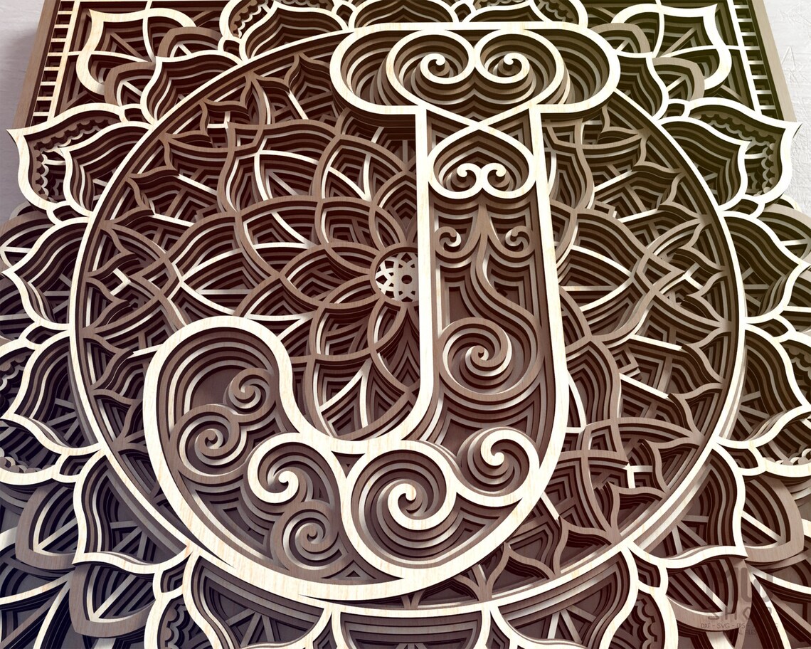 Mandala Letter J DXF Alphabet Letter J Mandala Letter SVG | Etsy