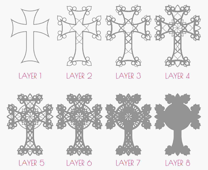 Download Cr09 Layered Cross DXF Cross Cricut Cross Svg Laser Cut | Etsy