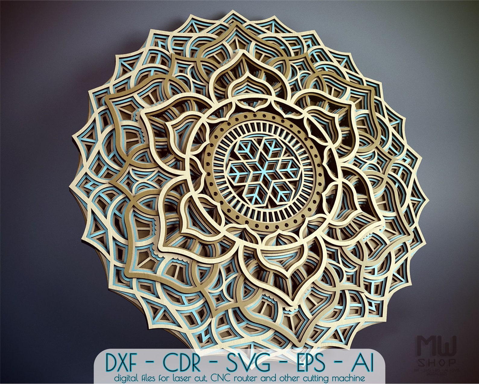 M55 Mandala DXF for Laser Cut Wood Wall Art Mandala Laser Etsy