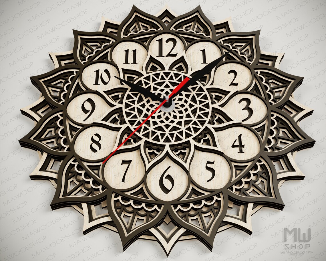 Layered Clock SVG DXF 3d Clock DXF file for Laser Cut Etsy