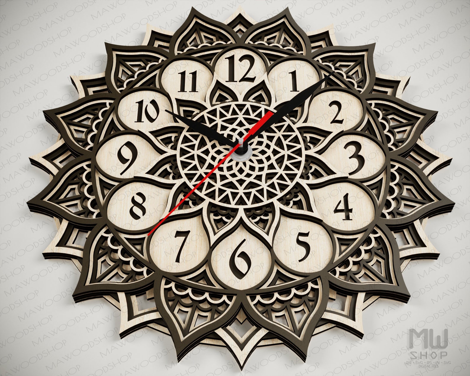 Layered Clock SVG DXF 3d Clock DXF file for Laser Cut Etsy