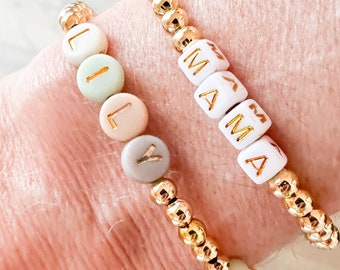 Custom Beaded Name/Initial Bracelet, Personalized Word Bracelet