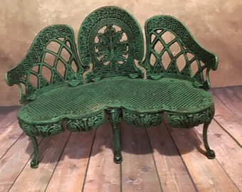 Cast Metal Garden Bench for Medium Size Dolls