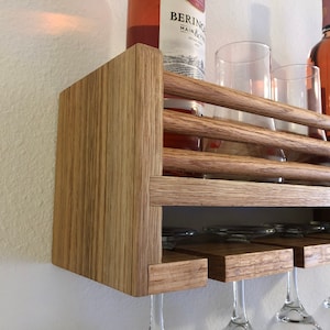 Solid red oak wine/whiskey/glass shelf rack