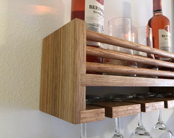 Solid red oak wine/whiskey/glass shelf rack
