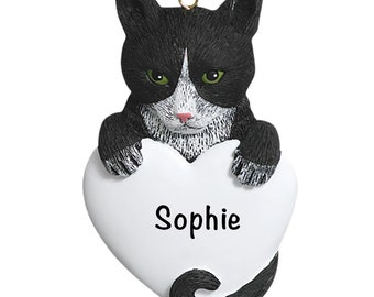 Christmas Gift Black and White short hair Cat Christmas Ornament Personalized Cat Ornament American short hair for Cat Lover