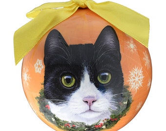 Christmas Gift Black and White short hair Cat Christmas Ornament Personalized Cat Ornament American short hair for Cat Lover