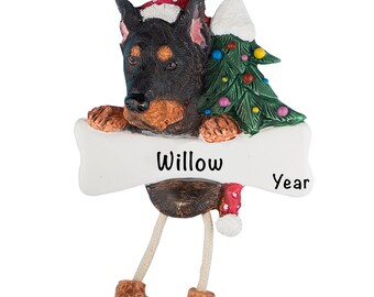 Doberman Pinscher Christmas Ornaments Set of 2 Dobie Maple /& Walnut Doberman Ornaments
