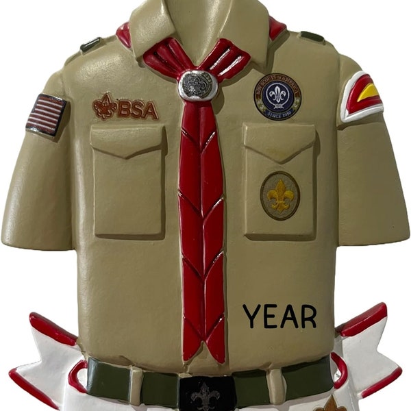 Personalized Boy Scout Uniform Ornament, Eagle Scout Ornament, Cub Scout Leader / Member Gift for Little Boy, Teenage Boys Scouts BSA Awards