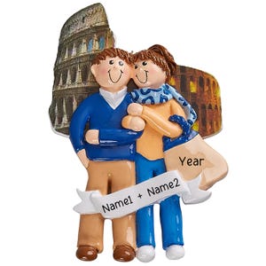 Rome Italy Ornament • Personalized Couple Ornament • Honeymoon Trip Keepsake • Mr and Mrs Vacation Travel Ornament • Gifts for Couples zdjęcie 8