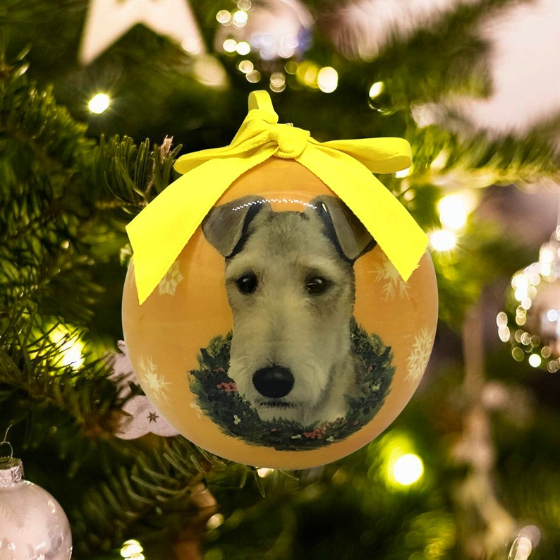 Cute Pet Ornament Custom Pet Ornament WIRE FOX TERRIER Ornament Handmade Ornaments Poly Resin Ornament Dog Room D\u00e9cor