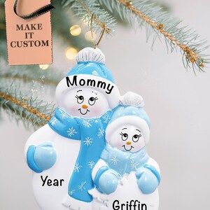 Adorno de madre soltera personalizado • Figura de padre e hijo solteros • Adorno de pingüino • La mejor mamá del mundo, regalo de Navidad para mamá de hija/hijo