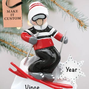 Personalized Ski Ornament • Custom Snow Skiing Gifts for Him • Winter Sports Ornament for Christmas Tree • Vacation Trip Keepsake