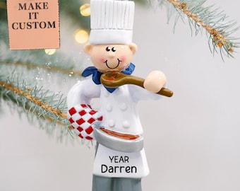 Personalized Chef Christmas Ornament • Custom Male Baker Gift