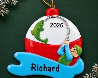 Personalized Fisherman Christmas Ornament, Fishing Keepsake