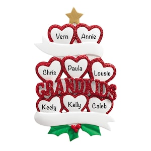 2023 Personalized Grandchildren Ornament with 8 Names, Grandma Grandpa Ornament from Grandkids, Great Family Christmas Gift for Grandparents