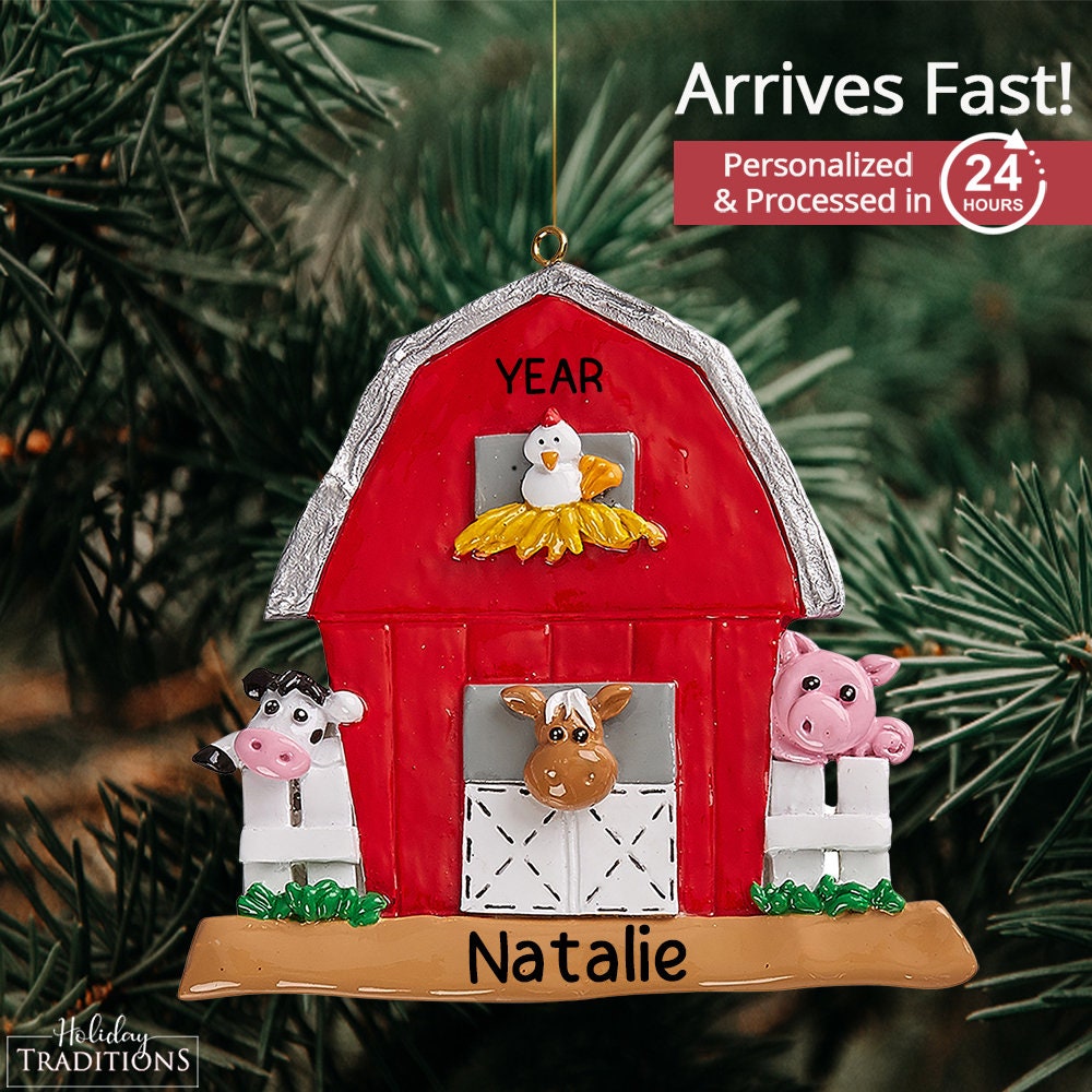 Farmhouse Christmas Ornaments Embellished, Farm Animal Ornaments, Cow, –  Quail Street Designs