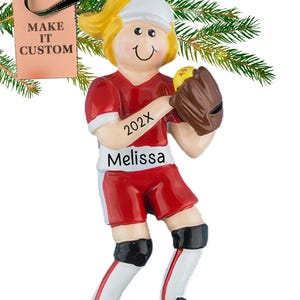 Personalized Softball Ornament • Custom Softball Gifts for Players, Softball Mom, Dad, Coach, Fans • Perfect Sports Themed Holiday