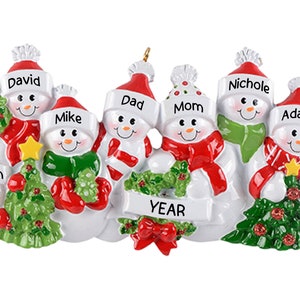 Personalized Snowman Family Of 7, Custom Snow Family Christmas Ornaments 2022, Snowmen Decor, Friends, Grandkids, Grandchildren Names Gift