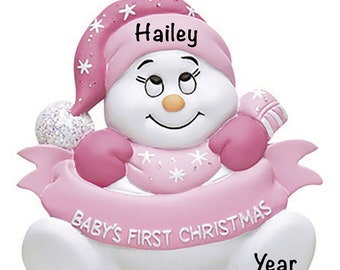 Personalized Baby Girl First Christmas Ornament, New Baby Girl Gift, Christmas Baby Announcement 2022 w/ Baby Name, Custom Newborn Keepsake