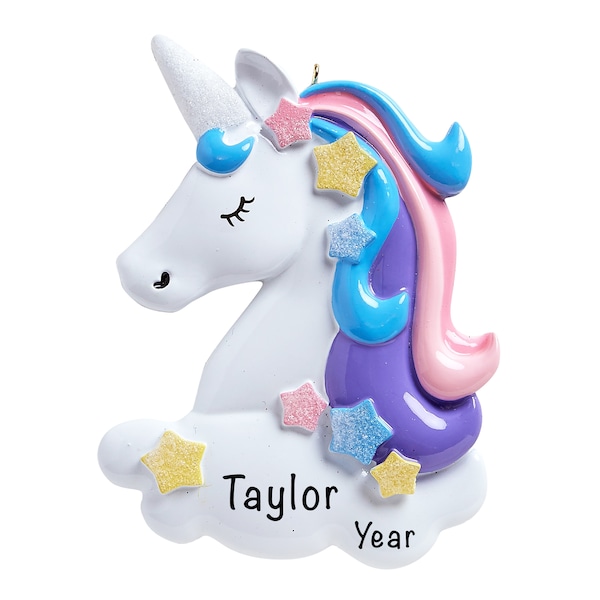 Unicorn Ornament, Rainbow Unicorn Christmas Ornament, Magical Fairytale Unicorn Decoration, Personalized Gifts for Little Girl, Pastel Horse