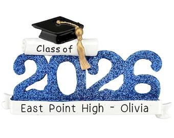 Graduation Ornament Class of 2026 • Personalized Graduation Gift • School Year Ornament • College, High School Graduates Christmas Gift