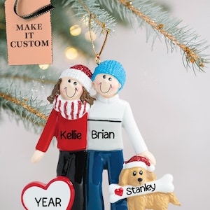 Personalized Couple With Dog Ornament 2025 • Family With Dog, Couple Christmas Ornament • Custom Dog Parents • Gift Ideas Fur Parents