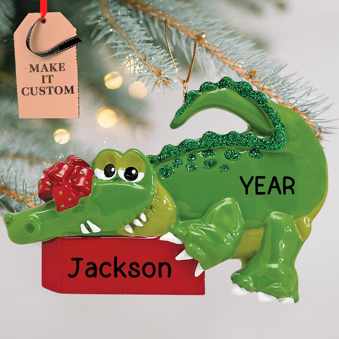 Florida Alligator Christmas Ornament - Hand Painted Polyresin Gator Decor (4 Inch)