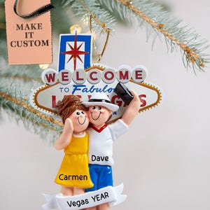 LAS VEGAS ORNAMENT • Las Vegas Couple Ornament • Travel Ornaments • Las Vegas Landmark • Cute Couple Gifts